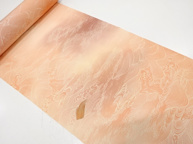 JAPANESE KIMONO / ANTIQUE BOLT FOR KIMONO / SILK / RAGING WAVES